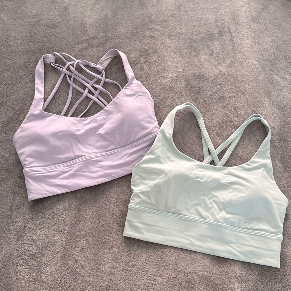 2 Lululemon Longline Bras (Energy and Free to Be Wild)